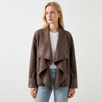 L’Vara Suede Drape Jacket